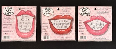 Lot 3 READ MY  LIPS Cross Stitch Kits, Attitude, Hot Flashes, Relax  NEW!￼