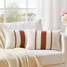 Set of 2 Boho Lumbar Decorative Throw Pillow Cover 12x20 Inch 12" x 20" Rus