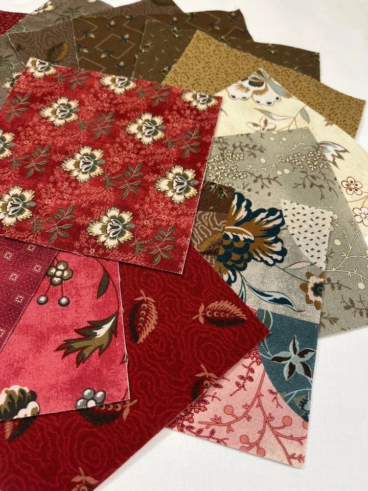 Garden Tale ~ 42 10" Squares, Layer Cake ~ Windham Fabrics ~ Red, Brown, Floral - Image 4 of 4