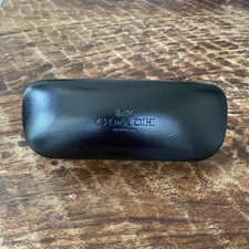 Coach Large Black Leather Hard Clam-Shell Sunglass Case
