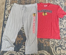 NHL Chicago Blackhawks Red  Gray Lightweight Pants and Shirt Men XL Pajamas