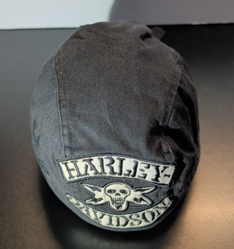 Harley Davidson Skull Cap Bandana Doo Rag Black Wings Biker Stitched HD Logo