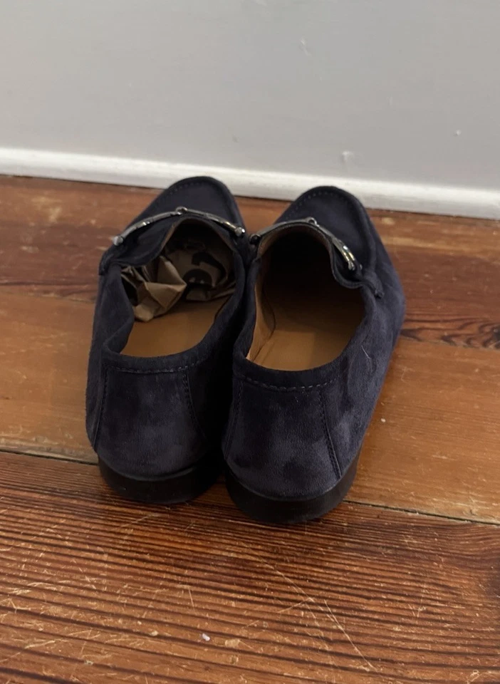 Zapatos de vestir mocasines de cuero gamuza azul Moreschi plateados talla 6 para hombre Foto 4 de 4