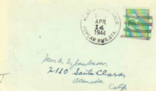 California Poplar Rur. Sta. Porterville 1944 4f-bar  Postcard  Philatelic.