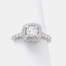 14k White Gold GIA Certified Round Diamond Halo Engagement Ring sz6 New