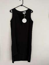 The Coverii Womens Black Sleeveless Zip Back Hi-Lo Shift Dress Size Medium NWT