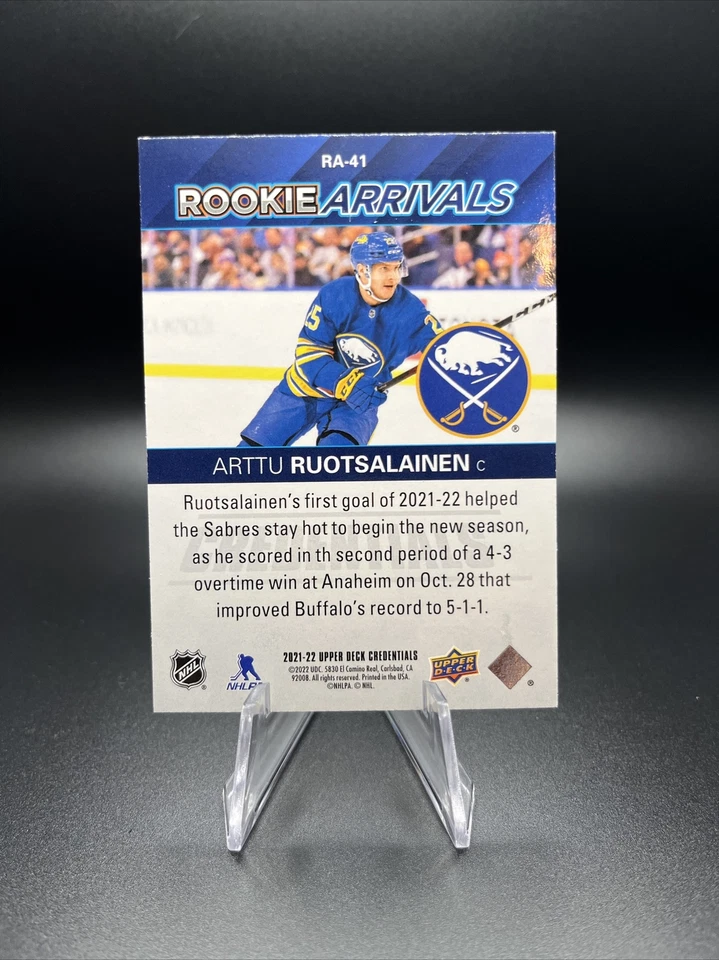2021-22 Upper Deck Credentials Arttu Ruotsalainen Rookie Arrivals  #RA-41 - Image 2 of 2