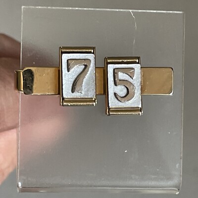 Vintage Seventy Five 75 Tie Bar Clip Gold & Silver Tone MCM