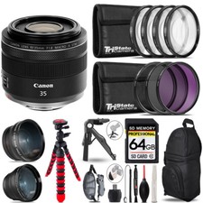 Canon RF 35mm IS Macro STM Lens - 3 Lens Kit  Tripod  Backpack - 64GB Kit