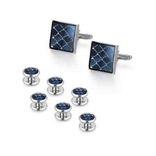 Cufflinks and Studs Set Square Shirt Tuxedo Buttons Packed in Cufflink Box fo...
