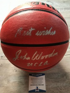 john wooden autographed basketball