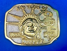 100 Years Of Liberty 1986 Belt Buckle Gold And Silver Color Lady Statue Torch