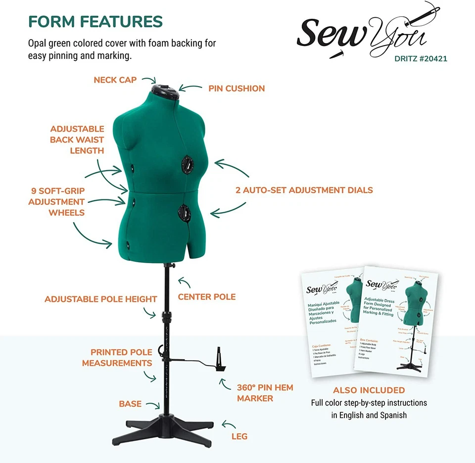 Forma de vestido ajustable para coser figura completa maniquí femenino base torso mediano Foto 4 de 4