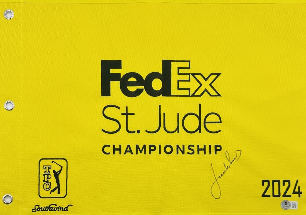 JORDAN SPIETH Autographed Signed 2024 FEDEX ST JUDE CHAMPIONSHIP GOLF PIN FLAG BAS J773 