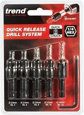 Quick Release Countersink Set 5pcs Hex Shank Carpentry QR/CS/SET Trend Tools