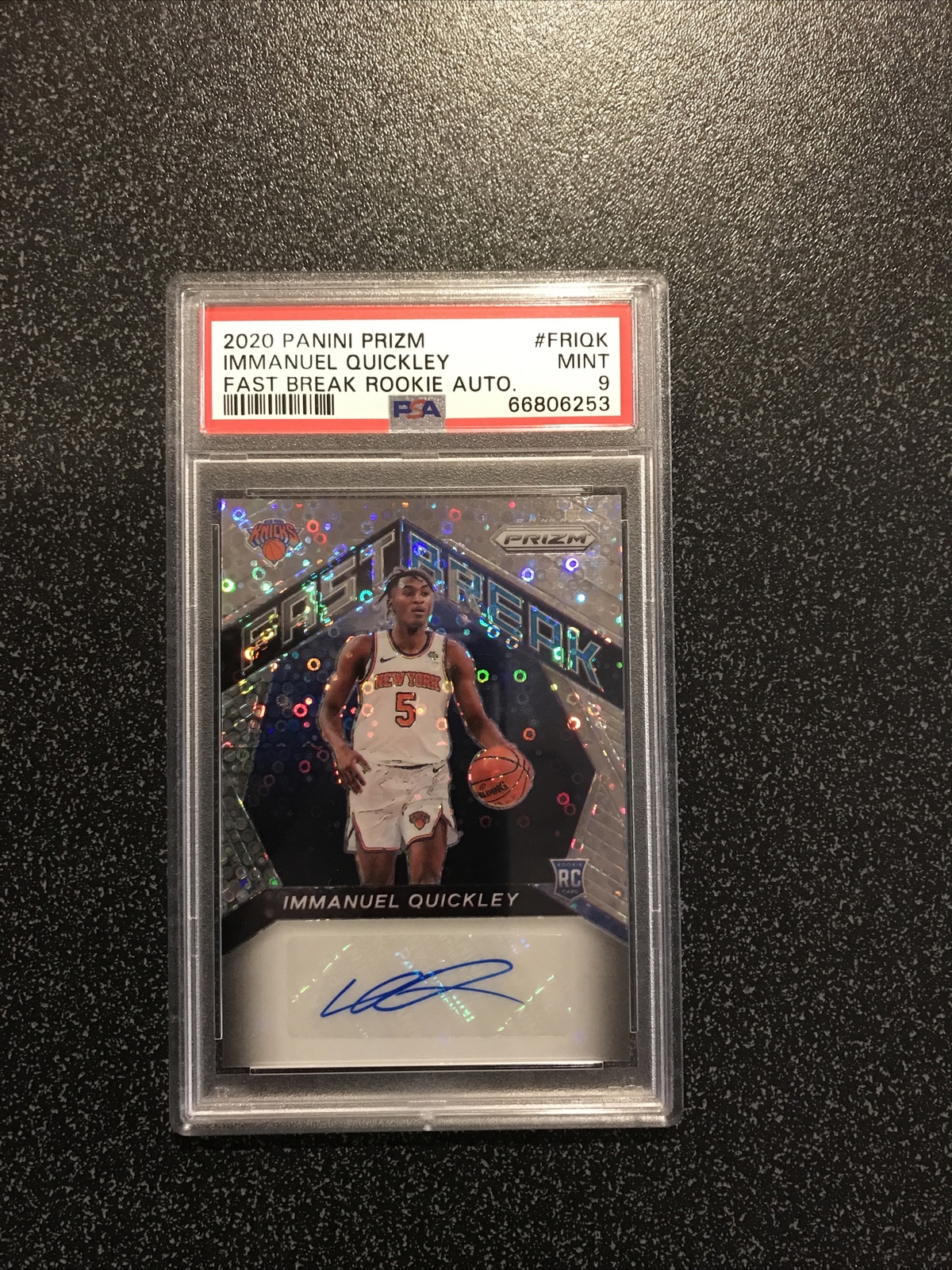 Immanuel Quickley 2020 Panini Prizm Fast Break Rookie Auto PSA 9 #FRIQK
