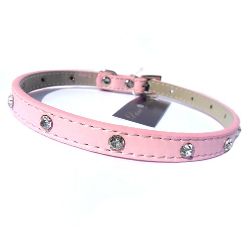 Diamante Crystal Dog Collar / Lead / Set Puppy Rhinestone Baby Pink Blue 6-14" - Picture 28 of 33