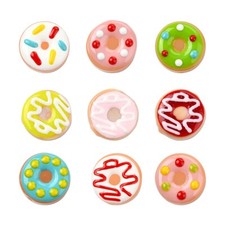 9pcs Lampwork Glass Doughnut Beads Hand Drawn Beads for Jewelry Making DIY