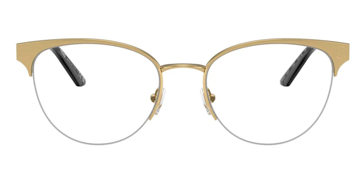 New VERSACE Eyeglasses MOD. 1297 1002 53-18 140 Semi-Rimless Gold