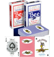 Lot 2 OHIO MADE CASINO BUMBLE BEE BACK Playing Cards Red  Blue Deck Bicycle