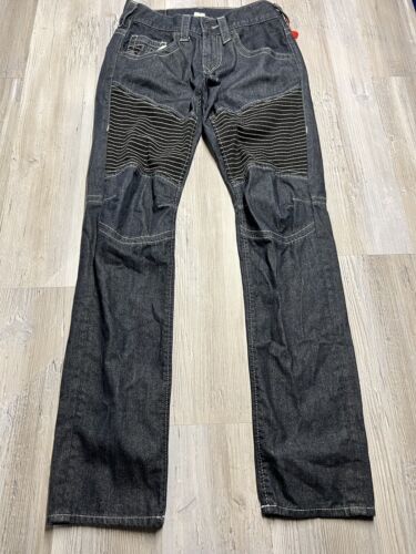 True Religion Men's Moto Jeans Size 28x32 Dark Wash Two Tone - Picture 1 of 14