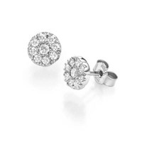 Ohrstecker Ohrringe 7,5Mm 18 Diamanten Brillanten, 585 Gold WeißGold Ohrschmuck