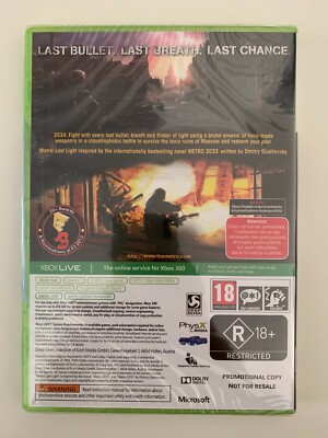 Metro Last Light - Édition Promo Press - Xbox 360 - Version PAL - Neuf Sous Blister Scellé