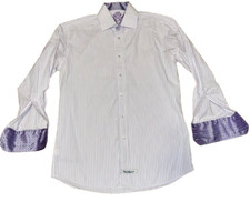 English Laundry Men  s Sz. 15.5 32/33 Purple/White L/S Button Up CONTRAST CUFFS