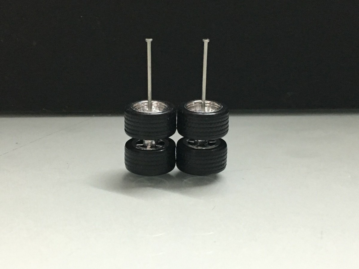 R065 Hot Wheels 1/64 Set Watanabe Chrome 10mm,Long Axle RUBBER,TIRE,REAL RIDER E - Foto 9