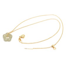 Natural Green Jade Stone Flower Pendant Silver Plated Choker Dainty Necklace