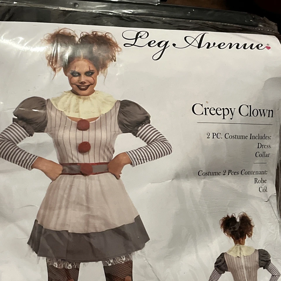 Adult Halloween Creepy Clown Costume Size S/M Dress Collar 86729 By Leg Avenue - Image 4 of 4
