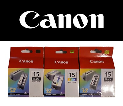 Original Canon BCI-15, -2off Black Ink Doppelpack +1off Colour Tinte Doppelpack - VERPACKT