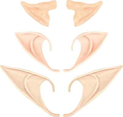 3 Paar Latex Elfenohren weich spitz Cosplay Fee Pixie Kobold Kostüm Zubehör