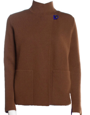 AKRIS Two Tone Brown/Blue Reversible Cardigan $ SZ 36 = US 4 - NWOT RT $2.9K+Tx