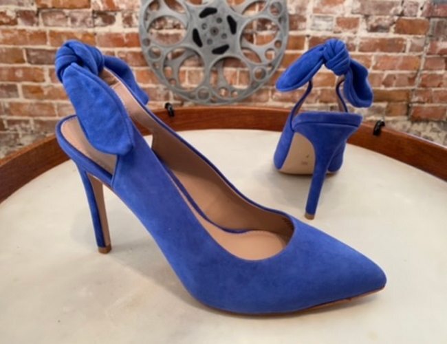 BCBGeneration Blue Suede Slingback Sillito Pumps Henaya New Bow