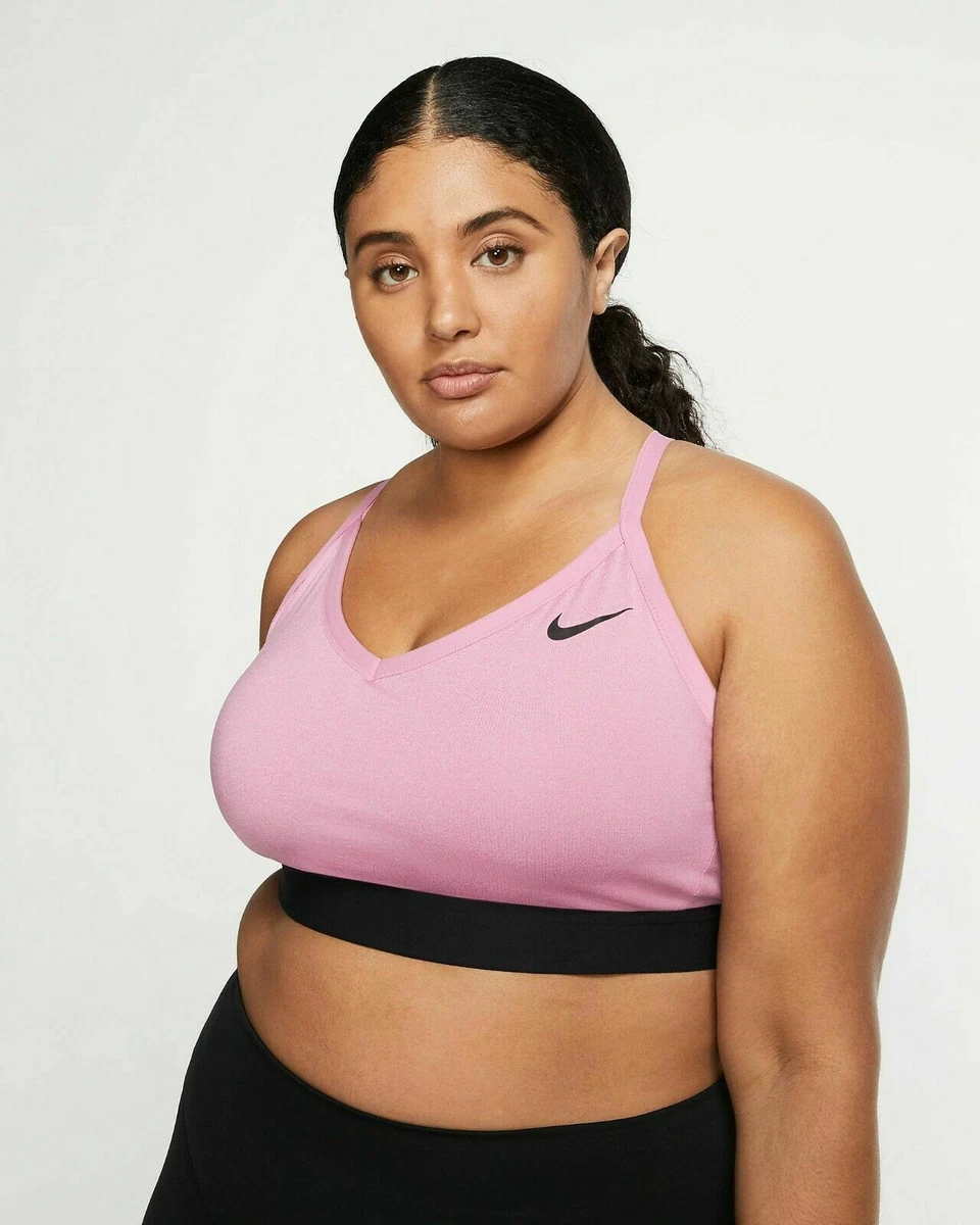 Nike Indy Womens Plus Size 1X Athletic Light Support Sports Bra Pink  BQ0974-693