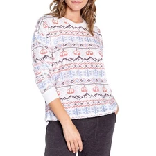 P.J. Salvage Women's Stay Lifted Fair Isle Pajama Top White B4HP $64