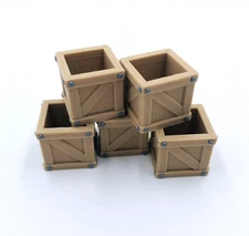 5pc 3D Printed D&D Crates Dungeons and Dragons Wooden Style Mini Miniature Crate