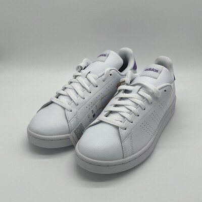 Women's Size 7 Adidas Advantage Low White Violet Fusion W (HR0320)