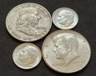 1960‑D Franklin • 1964 Kennedy • 2× 1964 Dimes • 90% Silver Lot • X159