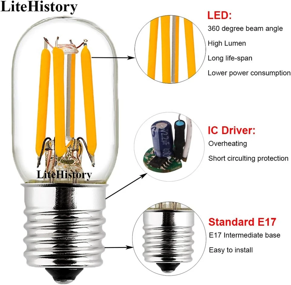 E17 Led Bulb ETL 25W Appliance T7 Led Bulb 250Lm 2700K 2W Microwave Light Bulb 2 - Image 4 of 4