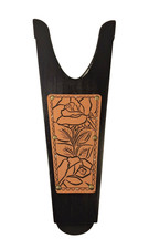 Black Wood Raised Rose Boot Jack Western Decor Leather Inlay Cowboy Puller Tool