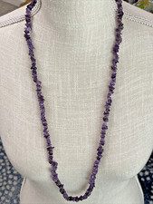 Purple Amethyst Beads Freeform Nugget Gemstone Bead Strand Necklace 34''