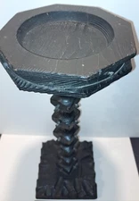 1960S HAND-CARVED ASHTRAY HOLDER SWAMP CEDAR IRON NAILS SMOKING STAND