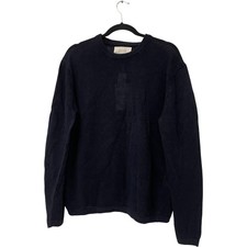 Zara Origins Mens Sweater Size S Navy Blue 100 Linen Crewneck 2893/434 NWT