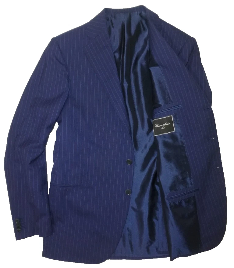 Cesare Attolini Blazer 50R/40R Cashmere Blue Suit Jacket Italy Stripes - Image 2 of 4