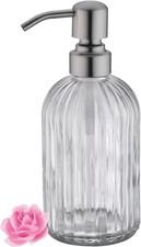 Aspasia Glass Soap Dispenser, Clear Bottle with Rust Brushed Nickel