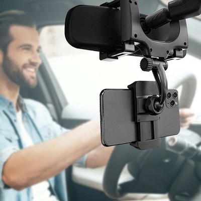 360° Universal Car Mount Rearview Mirror Phone Holder Stand For Mobile Phone GPS