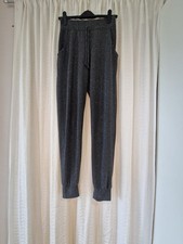 Boohoo Harem Trousers Size 10 Black Silver Glitter Chevron Pattern Tapered Jogge