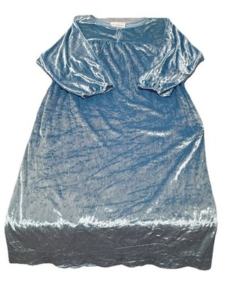 Leigh Karmitz Periphery Vintage Blue Crushed Velvet Nightgown M Made USA 85/15